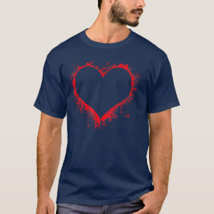 Camiseta Corazón rojo y negro artístico y Gótico colorido y