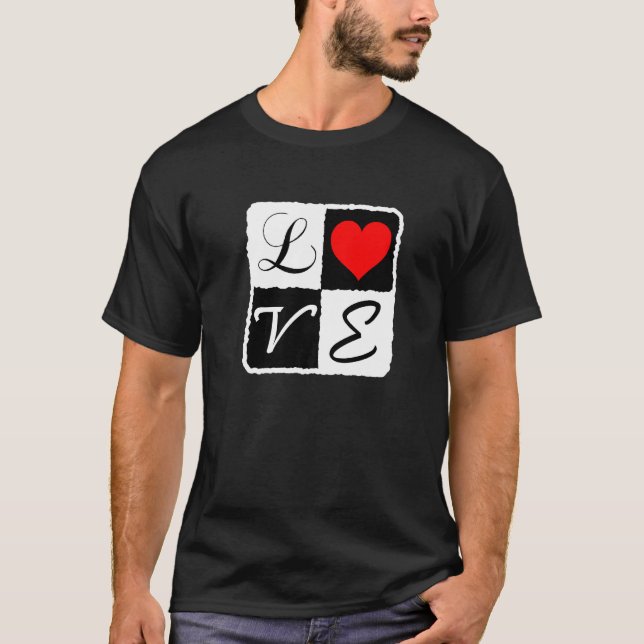 Camiseta Corazón Romántico Amor Blanco Y Negro (Anverso)