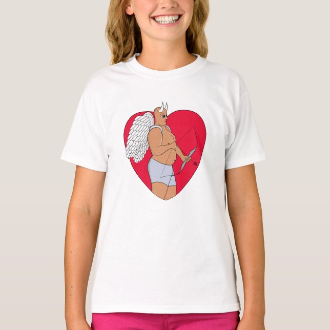 Camiseta Corazón romántico con un cupido inusual (Anverso)