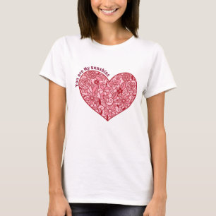 Camiseta Corazón romántico de flores   Eres mi sol