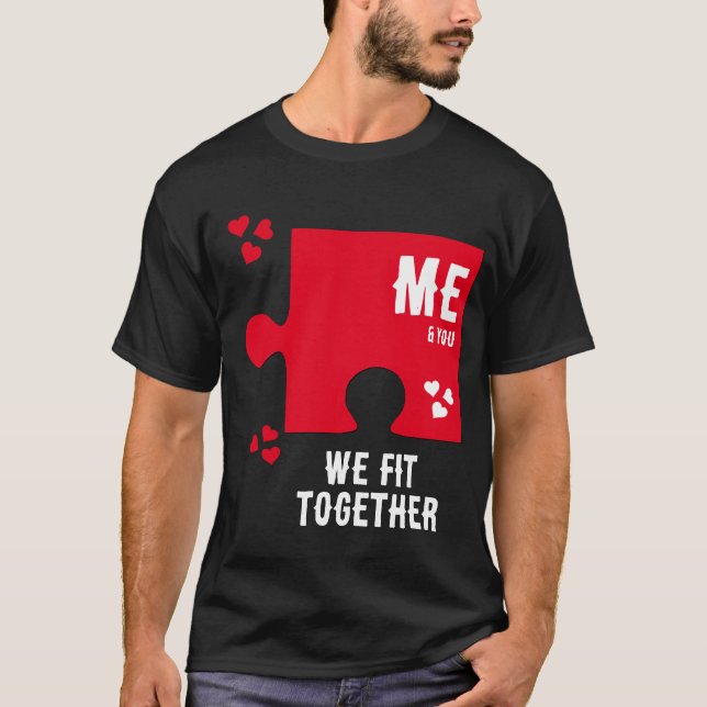 Camiseta Corazón Rompecabezas NOS AJUSTAMOS JUNTOS Parejas  (Anverso)