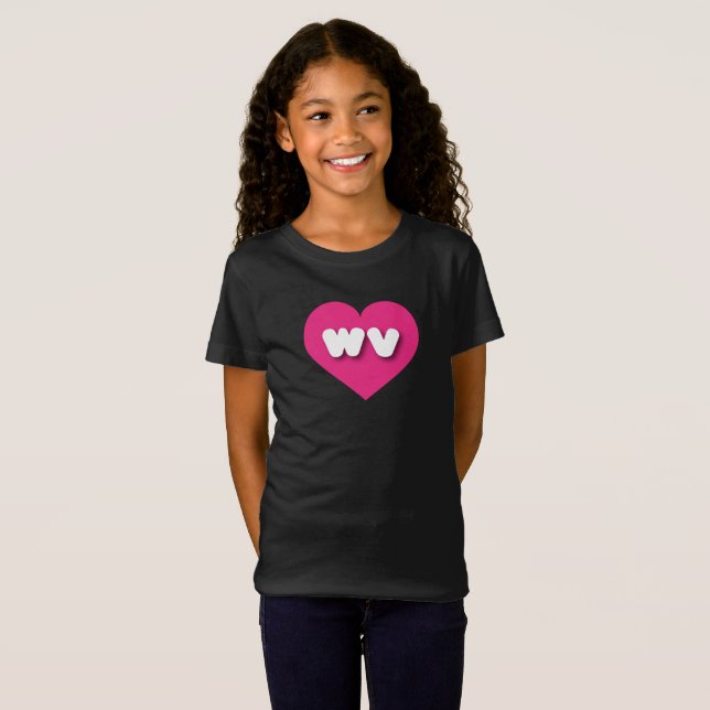 Camiseta Corazón rosa caliente de Virginia Occidental - Amo (Anverso completo)