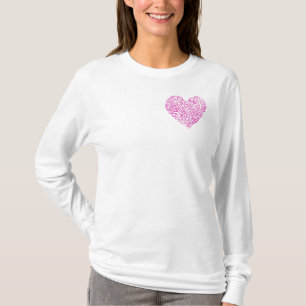 Camiseta Corazón rosa de escritura a mano espiral para Día 
