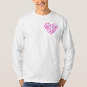 Camiseta Corazón rosa de escritura a mano espiral para Día