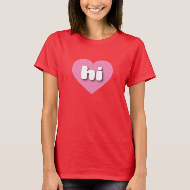 Camiseta Corazón rosa hawaiano - Amo hola (Anverso)