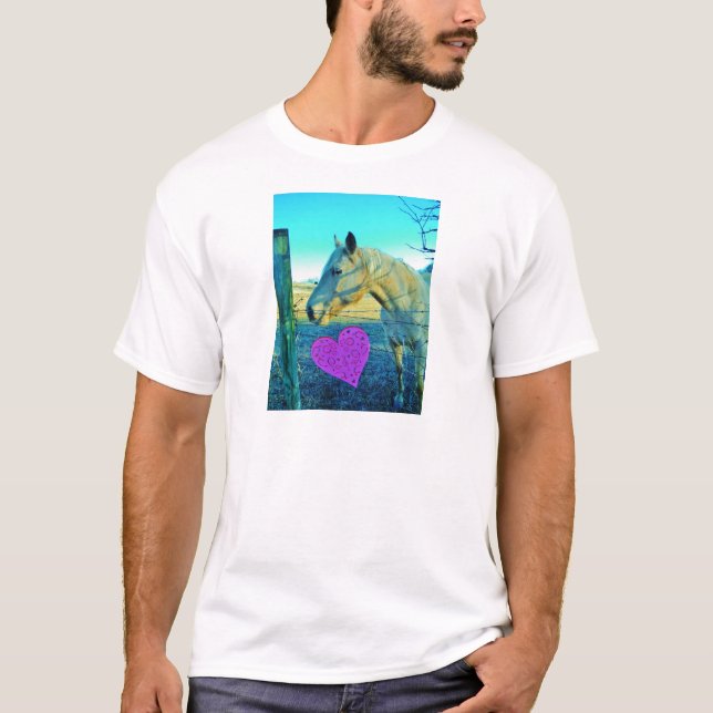 Camiseta Corazón rosa y caballo amarillo (Anverso)