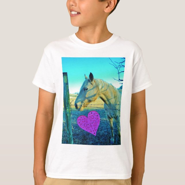 Camiseta Corazón rosa y caballo amarillo (Anverso)