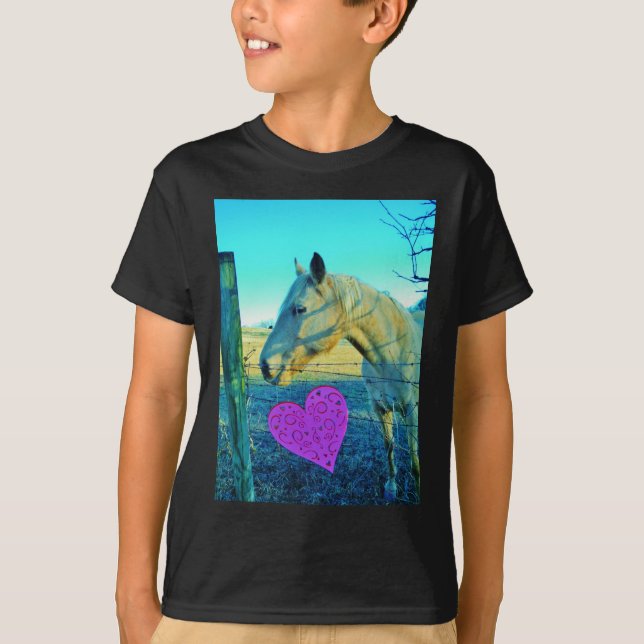 Camiseta Corazón rosa y caballo amarillo (Anverso)
