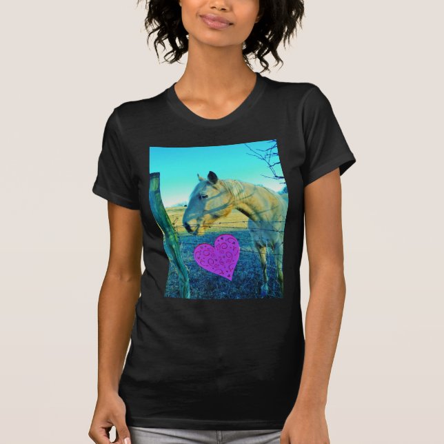 Camiseta Corazón rosa y caballo amarillo (Anverso)