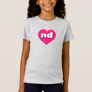 Camiseta Corazón rosado caliente de Dakota del Norte - me e