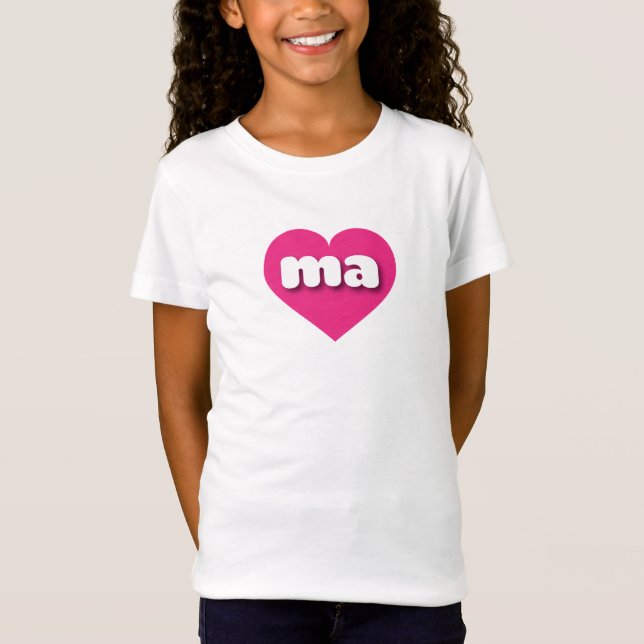 Camiseta Corazón rosado caliente de Massachusetts - me enca (Anverso)