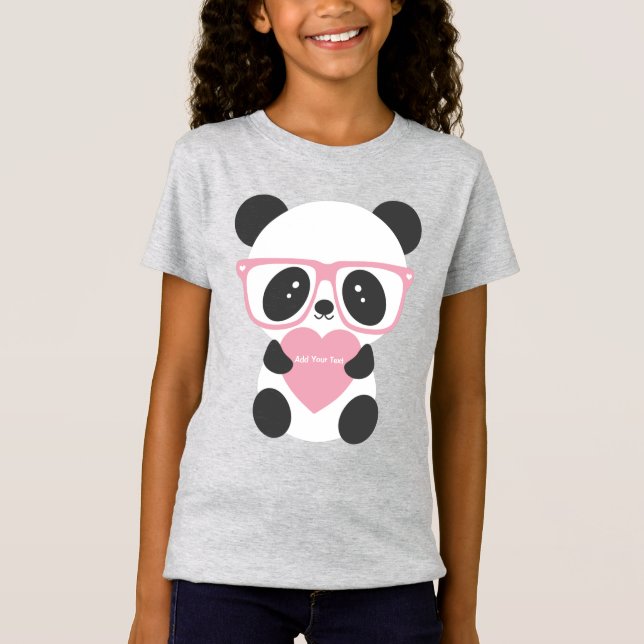 Camiseta Corazón rosado del oso Kawaii Panda (Anverso)