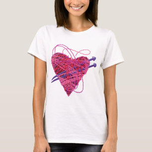 Camiseta corazón rosado kniting