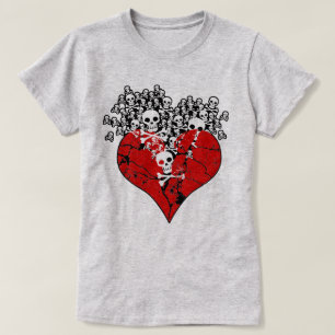 Camiseta Corazón roto con cráneos