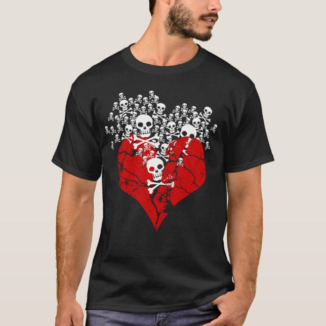 Camiseta Corazón roto con cráneos (Anverso)