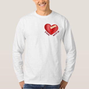 Camiseta Corazón roto sanado con parche y cita de vida