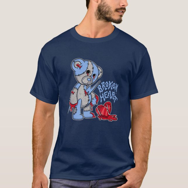 Camiseta Corazón roto Teddy Bear Partida gráfica Azul 4 Sne (Anverso)