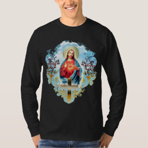 Camiseta Corazón sagrado de Jesucristo Cruz de la Vintage C