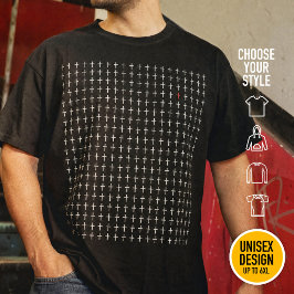 Camiseta Corazón Sagrado Rojo patrón de Cruz Cristiana Mode