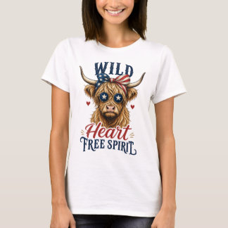 Camiseta Corazón Salvaje Espíritu Libre Vaca Highland Patri