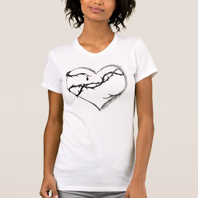 Camiseta Corazón sangrante, oscuro (Anverso)