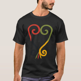 Camiseta Corazón Sankofa angustiado en colores panafricanos