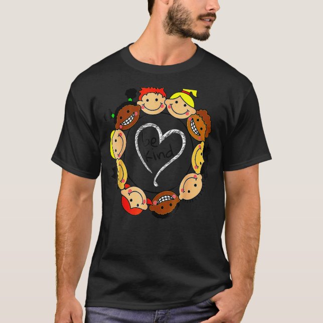 Camiseta Corazón Sea Amable Amabilidad Extendida Naranja An (Anverso)