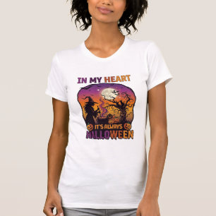 Camiseta Corazón Siempre Es Halloween Bruja Caldero Árbol V