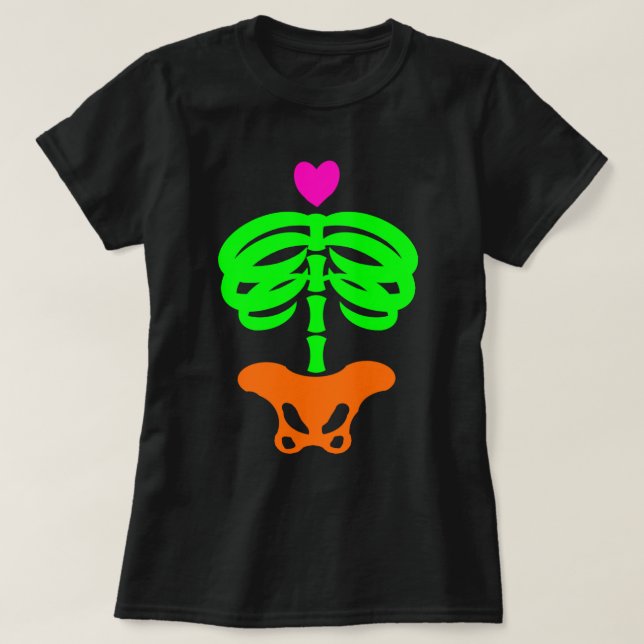 Camiseta Corazón Skelly Personalizado Zombie Skeleton Ribca (Diseño del anverso)