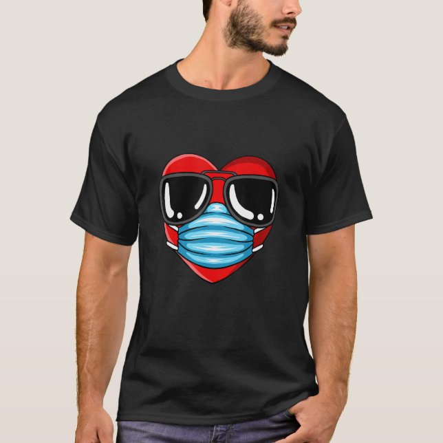 Camiseta Corazón Sunglases Facemask Día de San Valentín Cut (Anverso)
