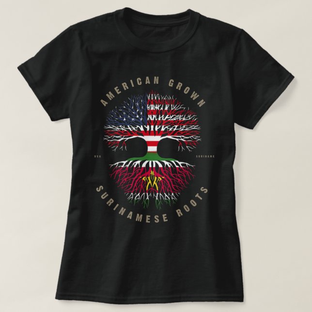 Camiseta Corazón surinamés americano crece amor bandera de  (Diseño del anverso)