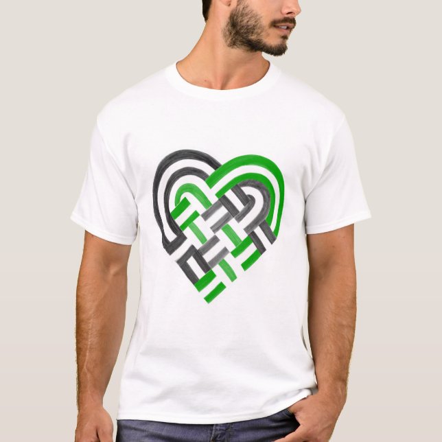 Camiseta Corazón tejido Neutrois Bandera del Orgullo Verde  (Anverso)
