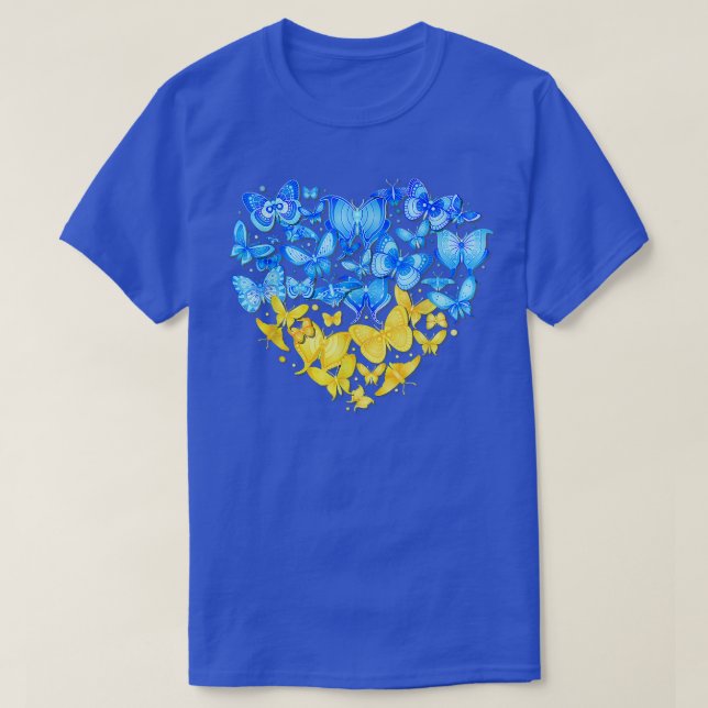 Camiseta Corazón Ucrania Mariposa Ucrania Girasol T- (Diseño del anverso)