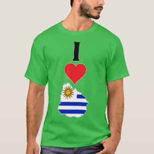Camiseta Corazón Uruguay Amo Mapa de Bandera Nacional Urugu