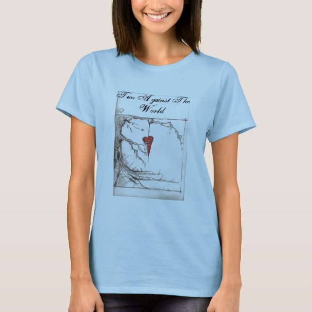 Camiseta corazón usado 1, dos contra el mundo (Anverso)