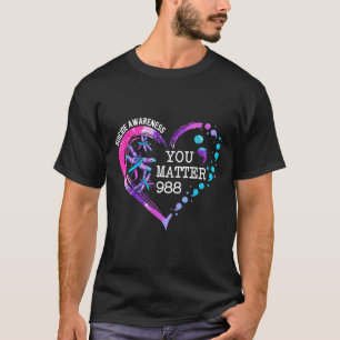 Camiseta Corazón Usted 988 Conciencia de Prevención del Sui