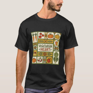 Camiseta Corazón Vegetariano Jardín de Verduras de Arte Pop