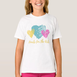 Camiseta Corazón verde azulado, rosa y amarillo