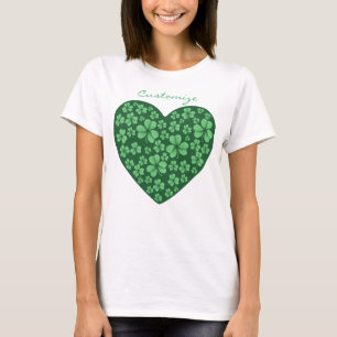 Camiseta corazón verde de Shamrock St Patrick's Day