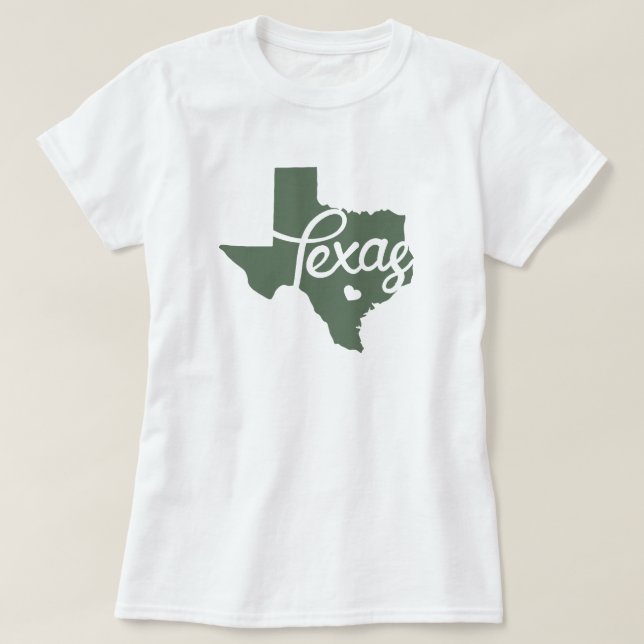 Camiseta Corazón verde de Texas (Diseño del anverso)