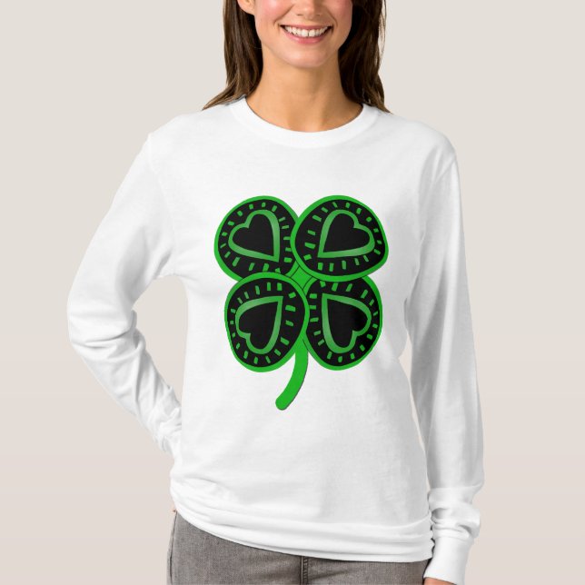 Camiseta Corazón verde negro del amante St Patrick Woman Lo (Anverso)