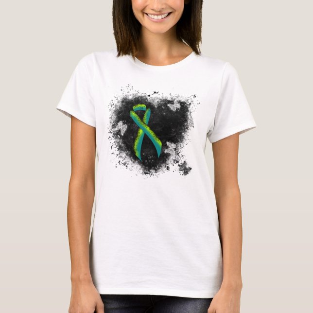 Camiseta Corazón verde verde azulado y liviano (Anverso)
