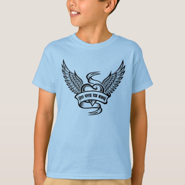 Camiseta Corazón Vintage Con Alas (Anverso)