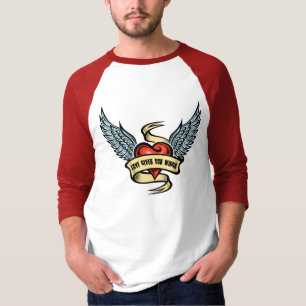Camiseta Corazón Vintage Con Alas