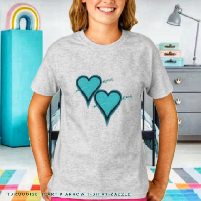 Camiseta Corazón y flecha turquesa (Subido por el creador)