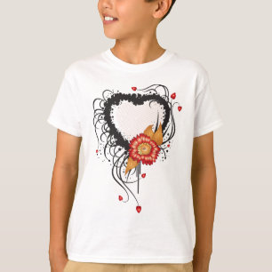 Camiseta Corazón y flor de estilo grunge negro