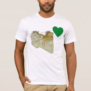 Camiseta corazón y mapa de Libia