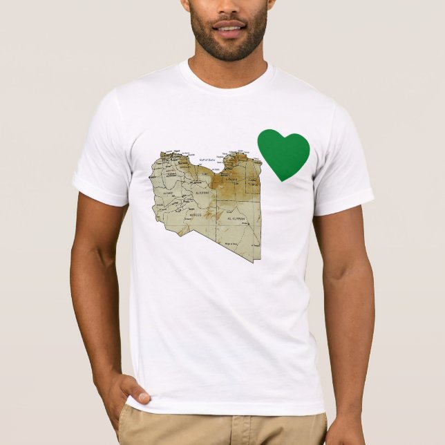 Camiseta corazón y mapa de Libia (Anverso)