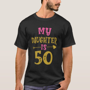 Camiseta Corazones 50° cumpleaños para la hija de mamá papá