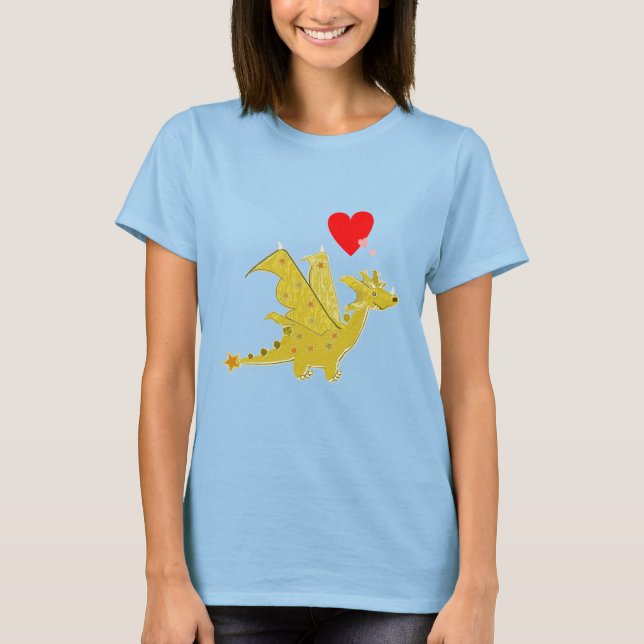 Camiseta Corazones anaranjados lindos del dragón (Anverso)